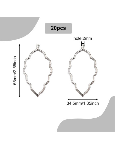 20 Pendientes Abiertos CHGCRAFT Aleación Hoja 65x35mm DIY