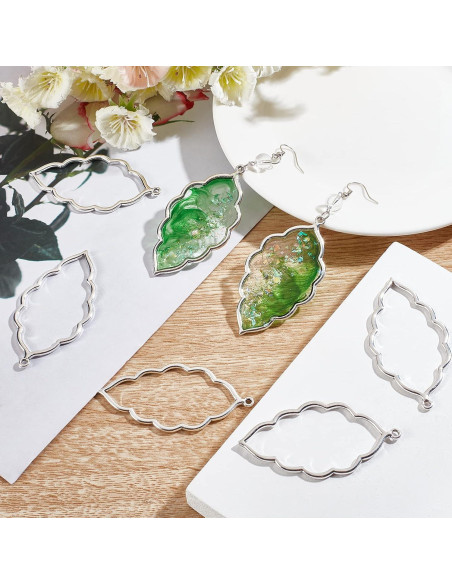 20 Pendientes Abiertos CHGCRAFT Aleación Hoja 65x35mm DIY