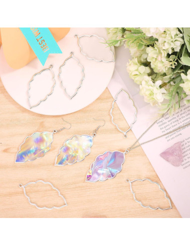 20 Pendientes Abiertos CHGCRAFT Aleación Hoja 65x35mm DIY