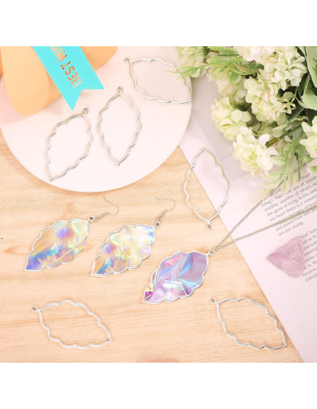 20 Pendientes Abiertos CHGCRAFT Aleación Hoja 65x35mm DIY