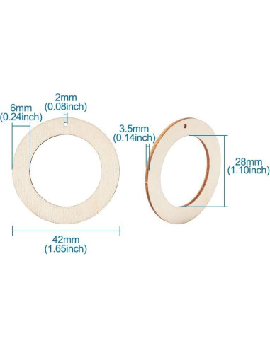 Colgantes de Madera Natural Aumo-mate 50pcs 42mm DIY