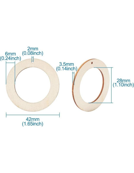 Colgantes de Madera Natural Aumo-mate 50pcs 42mm DIY