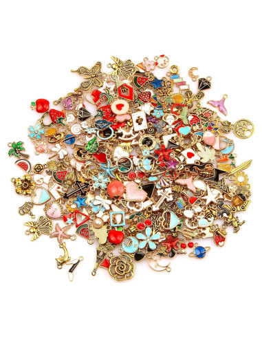 220 Piezas Encantos de Joyería SANNIX Chapados en Oro DIY