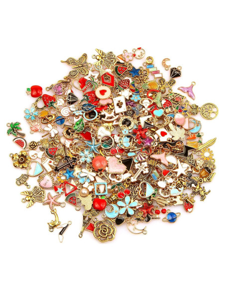 220 Piezas Encantos de Joyería SANNIX Chapados en Oro DIY