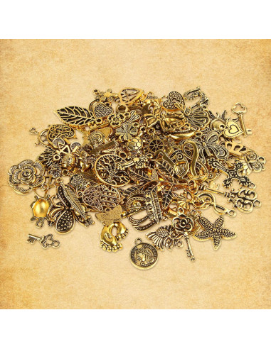 220 Piezas Encantos de Joyería SANNIX Chapados en Oro DIY