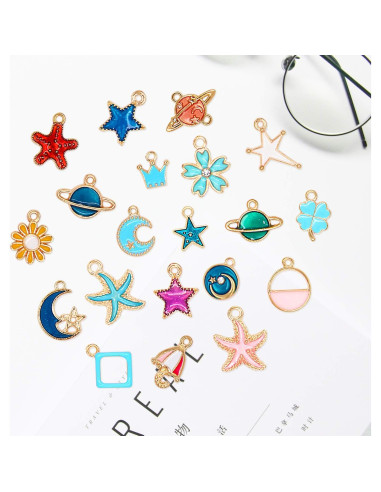 220 Piezas Encantos de Joyería SANNIX Chapados en Oro DIY