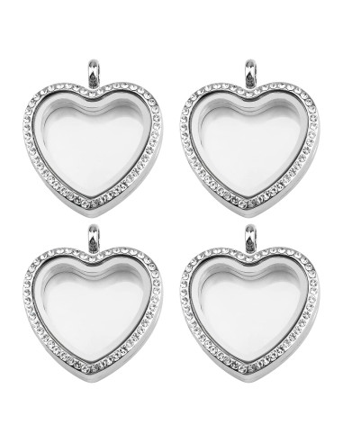 Charm de Foto WANDIC Corazón Oro Rosa con Rhinestones