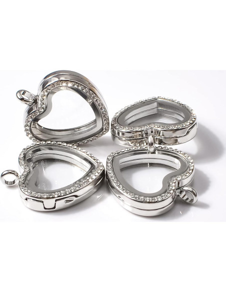 Charm de Foto WANDIC Corazón Oro Rosa con Rhinestones Charm de Foto WANDIC Corazón Oro Rosa con Rhinestones