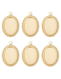 Beebeecraft 6Pcs Cabochón Encantos 14K Baño de Oro Acero Inoxidable