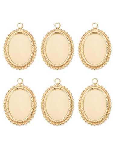 Beebeecraft 6Pcs Cabochón Encantos 14K Baño de Oro Acero Inoxidable