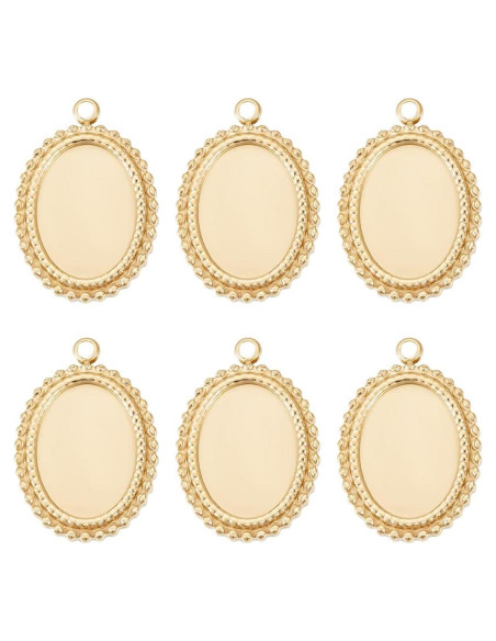 Beebeecraft 6Pcs Cabochón Encantos 14K Baño de Oro Acero Inoxidable