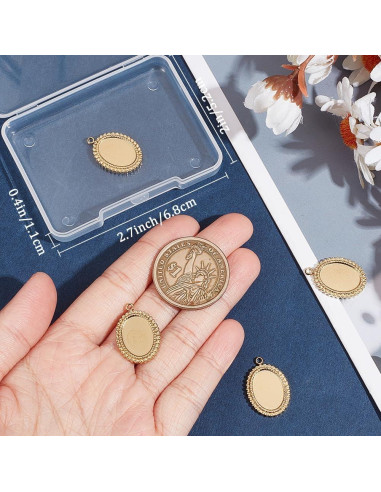 Beebeecraft 6Pcs Cabochón Encantos 14K Baño de Oro Acero Inoxidable