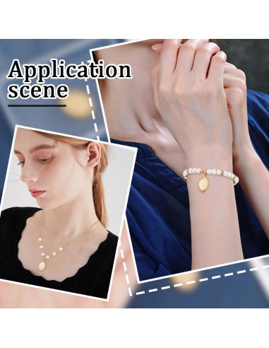 Beebeecraft 6Pcs Cabochón Encantos 14K Baño de Oro Acero Inoxidable