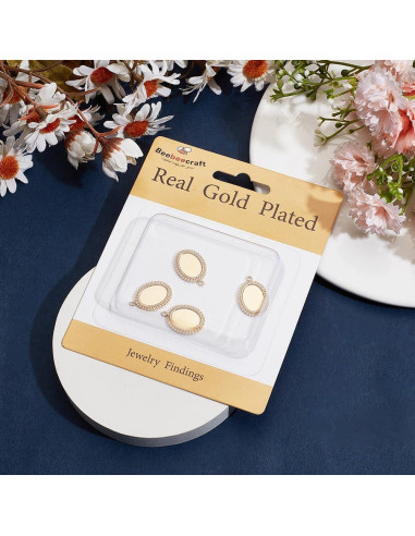 Beebeecraft 6Pcs Cabochón Encantos 14K Baño de Oro Acero Inoxidable