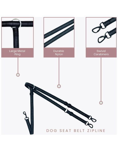 Arnés de Perro para Coche Ellevaevie - Cinturón Ajustable Grande