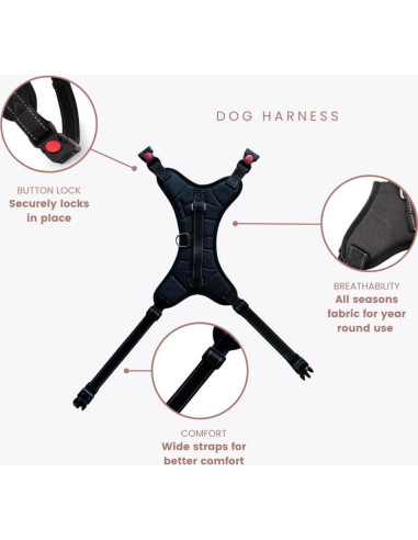 Arnés de Perro para Coche Ellevaevie - Cinturón Ajustable Grande