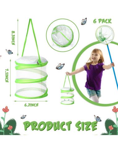 Jaula de Mariposas Plegable Sherr 6 Pcs 16x18cm Malla Transparente