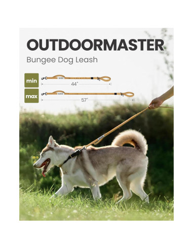 Correa Bungee para Perros OutdoorMaster 1.14-2.01m Marrón