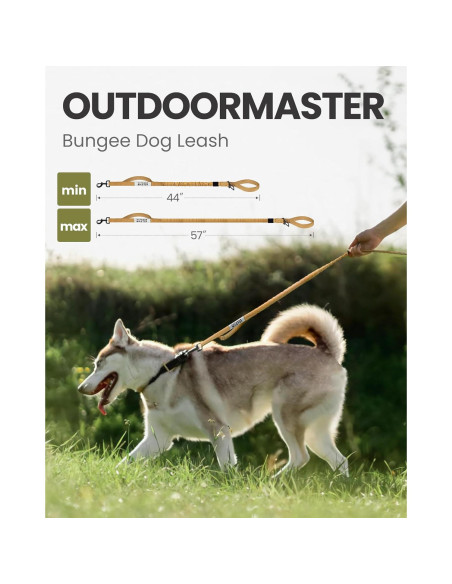 Correa Bungee para Perros OutdoorMaster 1.14-2.01m Marrón
