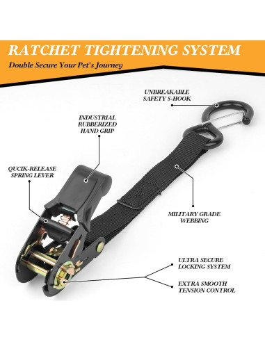 Anclaje para Perros SKIPWALL para Camioneta - Ajustable para 2 Perros