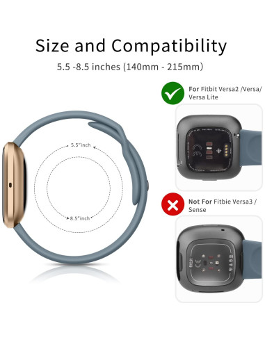 Bandas de Silicona AK para Fitbit Versa 2 - Gris Azul