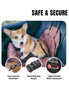 Cinturón de Seguridad para Perros Owleys - Arnés Ajustable Negro 2