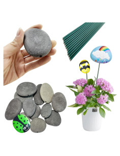 Rocas para Pintar LIFETOP 12PCS con Alambre Floral Decorativo