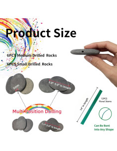 Rocas para Pintar LIFETOP 12PCS con Alambre Floral Decorativo 2