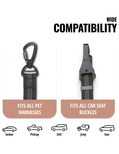 Cinturón de Seguridad para Perros Owleys - Arnés Ajustable Negro