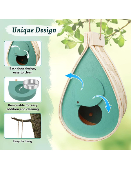 Casa de Mariposas de Madera Phoncoo 2 Pcs con Comedero