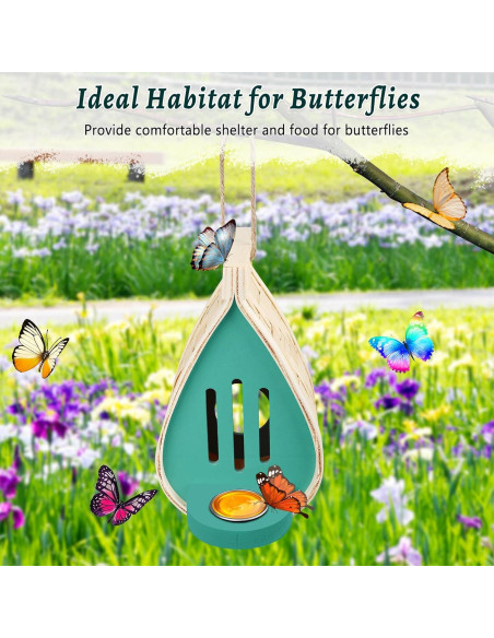 Casa de Mariposas de Madera Phoncoo 2 Pcs con Comedero