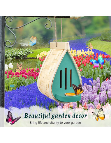 Casa de Mariposas de Madera Phoncoo 2 Pcs con Comedero