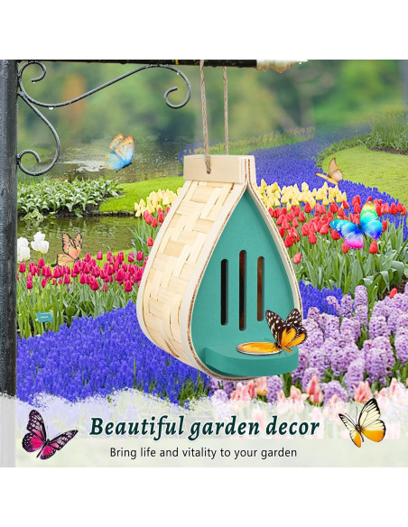 Casa de Mariposas de Madera Phoncoo 2 Pcs con Comedero