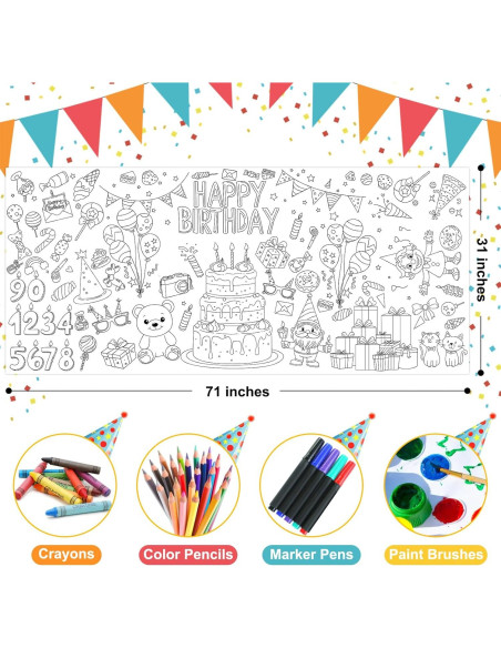 Póster Gigante de Colorear ZIZICG Cumpleaños 180x79cm