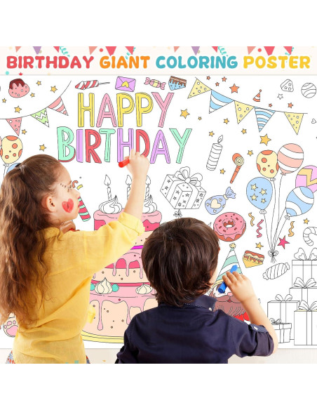 Póster Gigante de Colorear ZIZICG Cumpleaños 180x79cm