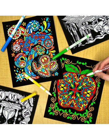 Pack de 18 Pósters de Colorear Terciopelo Stuff2Color 20x25 cm