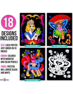 Pack de 18 Pósters de Colorear Difusos Stuff2Color - Fantasía 2