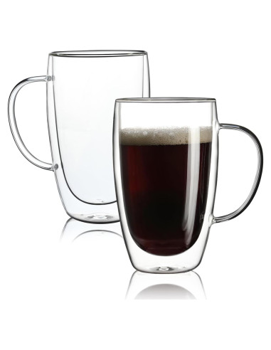 Paquete de 2 Tazas de Café Aurzen Doble Pared 443ml