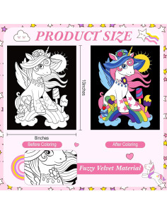 Pósters de Colorear de Terciopelo Zhanmai - 24 Unidades Unicornio 2