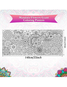 Póster de Coloración Mandala Gigante PHOGARY 140x60 cm 2