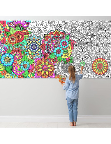 Póster de Coloración Mandala Gigante PHOGARY 140x60 cm