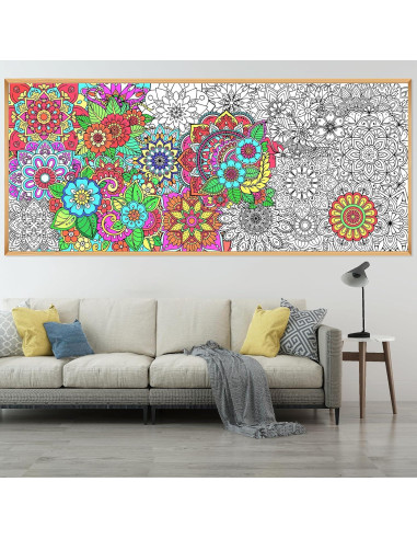 Póster de Coloración Mandala Gigante PHOGARY 140x60 cm