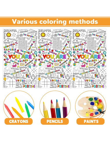 Póster Gigante para Colorear Qyeahkj 210x120 cm Afirmaciones Positivas