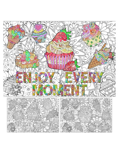 Paquete de 2 Pósters Gigantes para Colorear Cupcakes 66x99 cm
