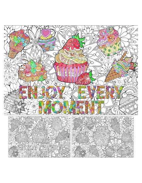 Paquete de 2 Pósters Gigantes para Colorear Cupcakes 66x99 cm