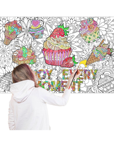 Paquete de 2 Pósters Gigantes para Colorear Cupcakes 66x99 cm