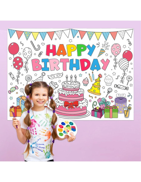 Póster Gigante de Colorear Cumpleaños Poqirzan 110x80cm