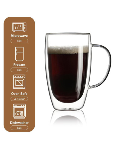 Paquete de 2 Tazas de Café Aurzen Doble Pared 443ml