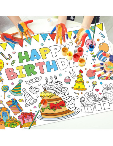 Póster Gigante de Colorear Cumpleaños Poqirzan 110x80cm