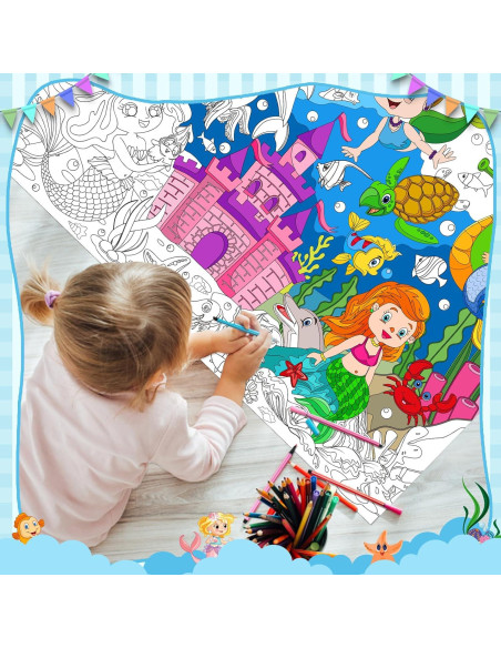 3 Pósters Gigantes para Colorear Rossorha - Dinosaurios, Sirenas y Animales
